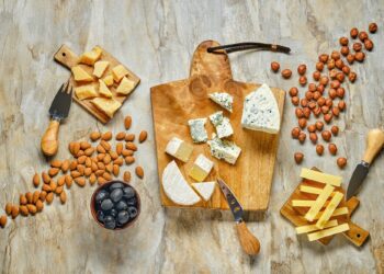 Cheese plate and other snack for wine.
